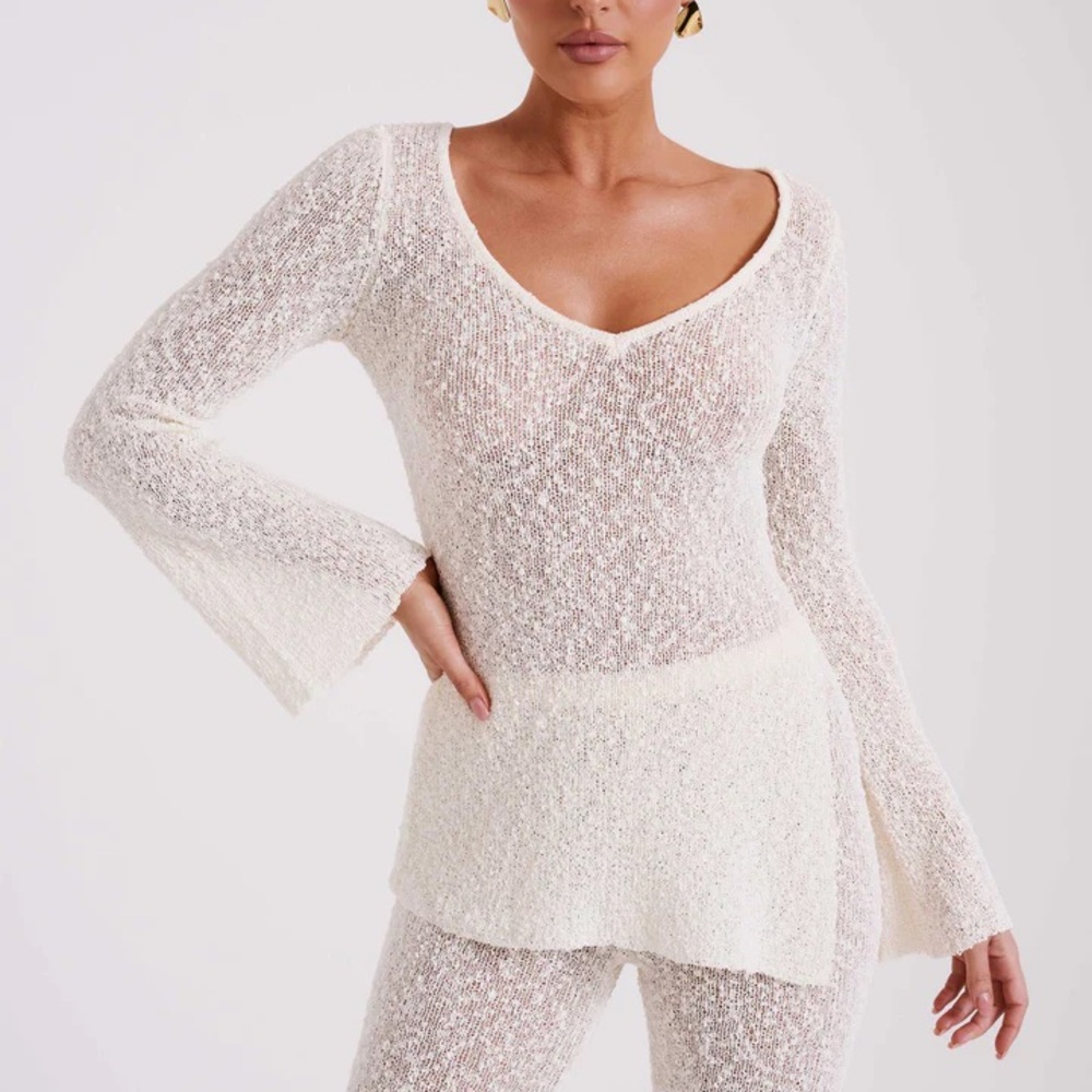 Meshki Liz Boucle Long Sleeve Top - Cream